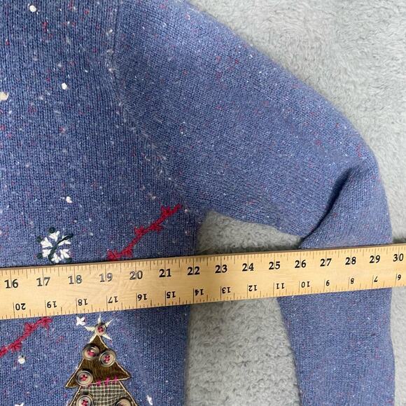 Vintage Basic Editions Ramie full zip sweater confetti embroidered christmas XL - Picture 10 of 10